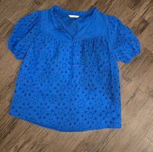 Blue Eyelet Women's Top